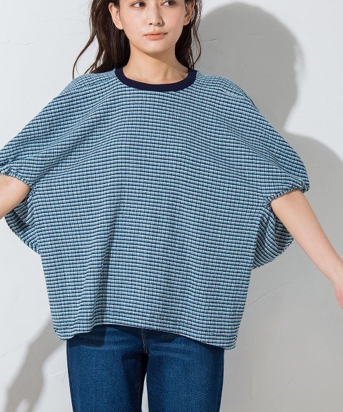 socolla（ソコラ）の「【socolla】サッカードルマンプルオーバー≪洗濯機で洗える≫（シャツ/ブラウス・レディース・ホワイト/ブラウン/ブラック系その他/ブルー系その他・M）」の20枚目の写真