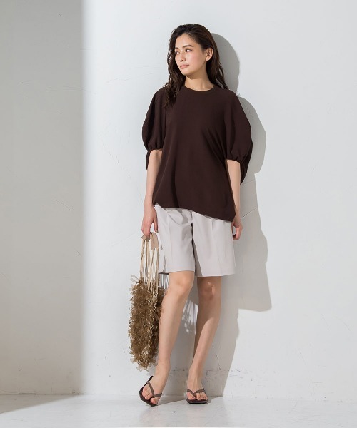 socolla（ソコラ）の「【socolla】サッカードルマンプルオーバー≪洗濯機で洗える≫（シャツ/ブラウス・レディース・ホワイト/ブラウン/ブラック系その他/ブルー系その他・M）」の6枚目の写真