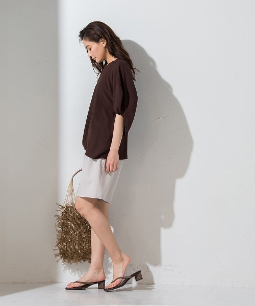 socolla（ソコラ）の「【socolla】サッカードルマンプルオーバー≪洗濯機で洗える≫（シャツ/ブラウス・レディース・ホワイト/ブラウン/ブラック系その他/ブルー系その他・M）」の14枚目の写真