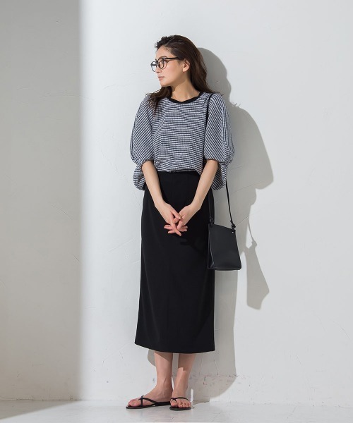 socolla（ソコラ）の「【socolla】サッカードルマンプルオーバー≪洗濯機で洗える≫（シャツ/ブラウス・レディース・ホワイト/ブラウン/ブラック系その他/ブルー系その他・M）」の11枚目の写真