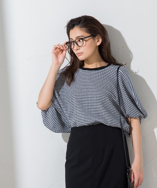 socolla（ソコラ）の「【socolla】サッカードルマンプルオーバー≪洗濯機で洗える≫（シャツ/ブラウス・レディース・ホワイト/ブラウン/ブラック系その他/ブルー系その他・M）」の22枚目の写真