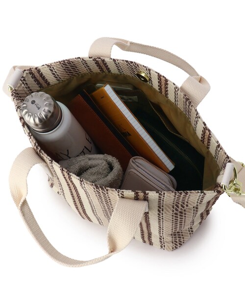 SHOO・LA・RUE（シューラルー）の「◆ストライプ2WAYトート（トートバッグ・レディース・イエロー系2/ベージュ系2/レッド系4・00）」の15枚目の写真