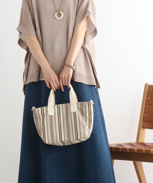 SHOO・LA・RUE（シューラルー）の「◆ストライプ2WAYトート（トートバッグ・レディース・イエロー系2/ベージュ系2/レッド系4・00）」の9枚目の写真