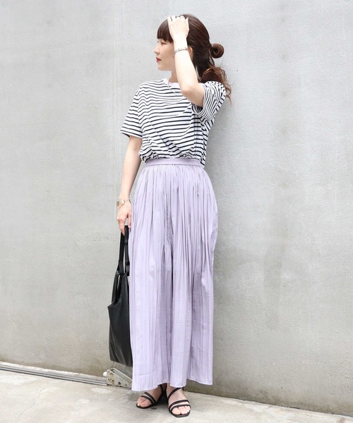 HONEYSUCKLE ROSE(ハニーサックルローズ)の「スカート風のフレア感が魅力【HONEYSUCKLE ROSE】ランダムプリーツスカーチョ(その他パンツ・レディース・パープル/イエロー/グリーン/ダークグレー/ベージュ・L)」の21枚目の写真