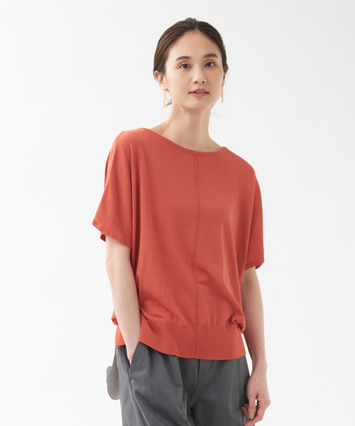 qualite（カリテ）の「ドライコットンドルマンニット（ニット/セーター・レディース・ホワイト/エンジ/ライトブルー・フリー）」の3枚目の写真