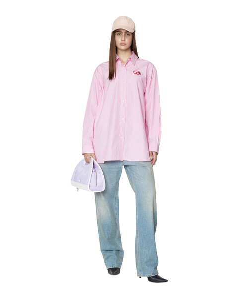 DIESEL（ディーゼル）の「レディース シャツ 長袖 ストライプ ルーズフィット（シャツ/ブラウス・レディース・ピンク・SMALL/MEDIUM/X-SMALL/XX-SMALL）」の5枚目の写真