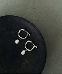 【 アレルギー対応 】淡水パールサークルイヤリング / ニュアンスラウンドイヤリング / ニッケルフリー