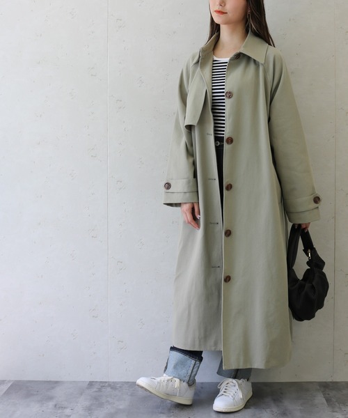 Per sist ence(パーシエンス)の「Per sist ence/パーシエンス ツイルステンカラーコート(ステンカラーコート・レディース・ベージュ/オフホワイト/カーキ・FREE)」の3枚目の写真