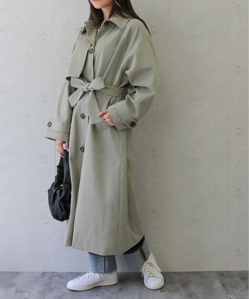 Per sist ence(パーシエンス)の「Per sist ence/パーシエンス ツイルステンカラーコート(ステンカラーコート・レディース・ベージュ/オフホワイト/カーキ・FREE)」の8枚目の写真