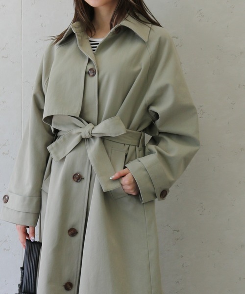 Per sist ence(パーシエンス)の「Per sist ence/パーシエンス ツイルステンカラーコート(ステンカラーコート・レディース・ベージュ/オフホワイト/カーキ・FREE)」の9枚目の写真