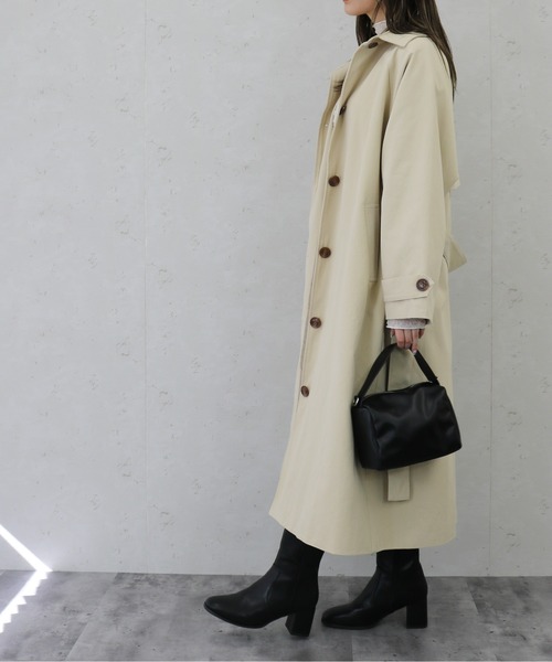 Per sist ence(パーシエンス)の「Per sist ence/パーシエンス ツイルステンカラーコート(ステンカラーコート・レディース・ベージュ/オフホワイト/カーキ・FREE)」の19枚目の写真