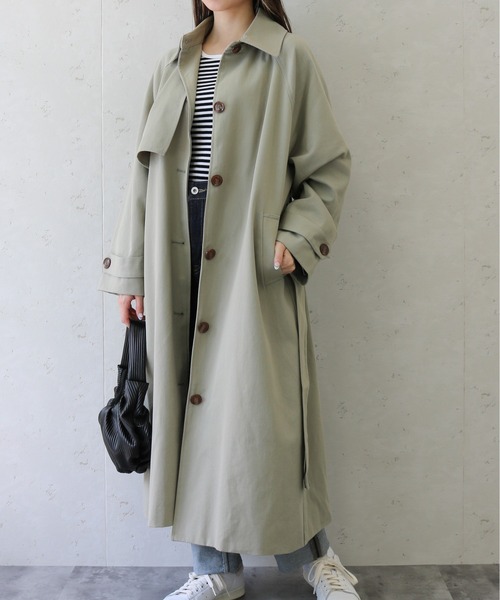 Per sist ence(パーシエンス)の「Per sist ence/パーシエンス ツイルステンカラーコート(ステンカラーコート・レディース・ベージュ/オフホワイト/カーキ・FREE)」の13枚目の写真
