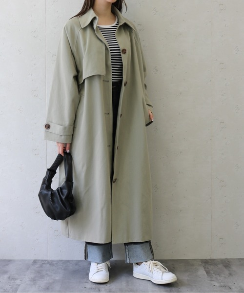 Per sist ence(パーシエンス)の「Per sist ence/パーシエンス ツイルステンカラーコート(ステンカラーコート・レディース・ベージュ/オフホワイト/カーキ・FREE)」の14枚目の写真