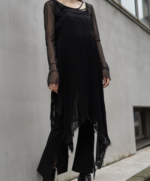 ADDICT NOIR（アディクトノアー）の「ADDICT NOIR/アディクト ノアー/Pleats Chiffon Tops（ワンピース・レディース・ブラック・FREE）」の9枚目の写真