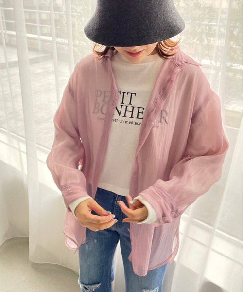 LOWRYS FARM（ローリーズファーム）の「シャンブレーワイドシャツ　344676（シャツ/ブラウス・レディース・ブラック/ブルー/ブラウン/アイボリー/ピンク・FREE）」の15枚目の写真