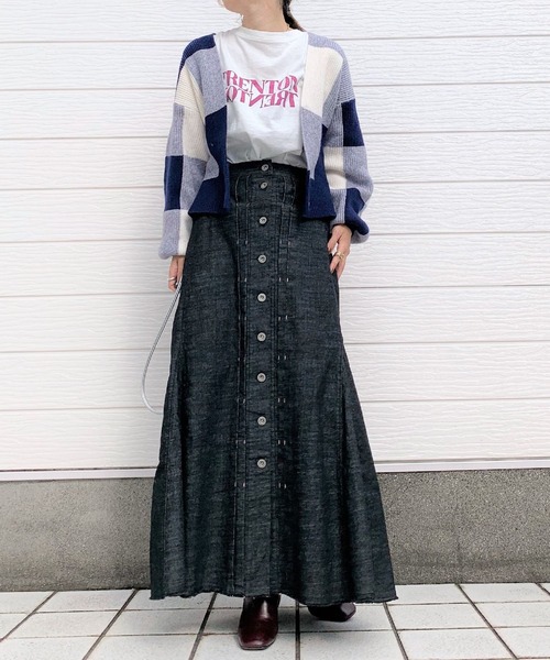 Q(キュー)の「ブロックチェックショートカーデ(カーディガン/ボレロ・レディース・ブラウン系その他/ブルー系その他・MEDIUM)」の9枚目の写真