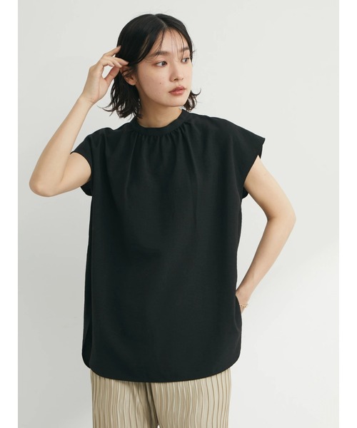 Green Parks(グリーンパークス)の「バック釦フレンチスリーブブラウス(シャツ/ブラウス・レディース・ライトベージュ/ブラック/ブルーグリーン・FREE)」の11枚目の写真