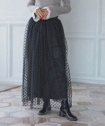 フロッキードットスカート