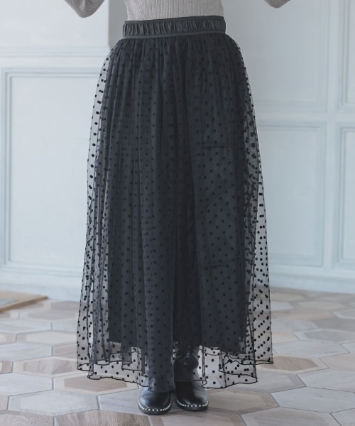 DONOBAN（ドノバン）の「フロッキードットスカート（スカート・レディース・ブラック・F）」の14枚目の写真