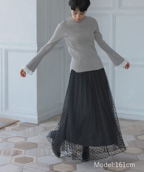 DONOBAN（ドノバン）の「フロッキードットスカート（スカート・レディース・ブラック・F）」の10枚目の写真