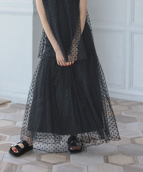 DONOBAN（ドノバン）の「フロッキードットスカート（スカート・レディース・ブラック・F）」の13枚目の写真