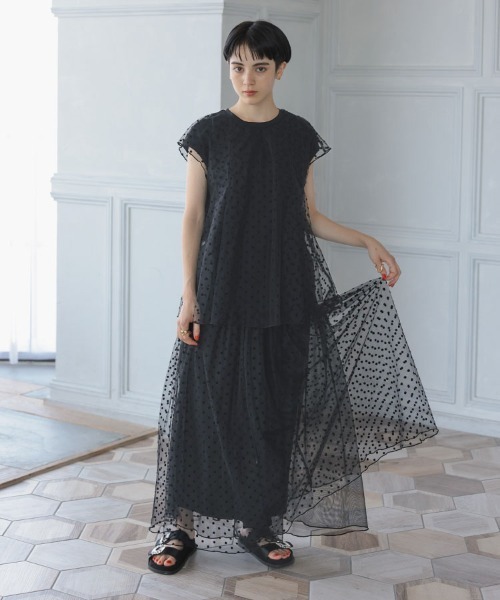 DONOBAN（ドノバン）の「フロッキードットスカート（スカート・レディース・ブラック・F）」の2枚目の写真