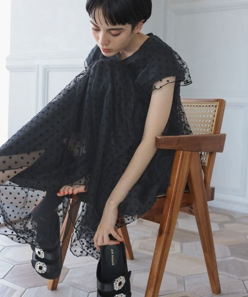 DONOBAN（ドノバン）の「フロッキードットスカート（スカート・レディース・ブラック・F）」の3枚目の写真