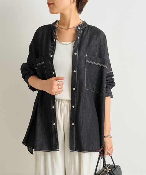 デニムビッグシャツ　un dix cors ブルー un dix cors ブラウス シャツ デニムビックシャツ レディース