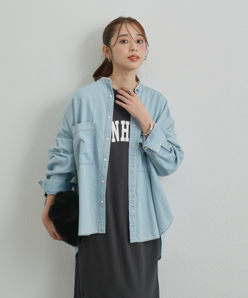 un dix cors（アンディコール）の「デニムビックシャツ（シャツ/ブラウス・レディース・ブルー/ブラック/グレー/サックスブルー・FREE）」の5枚目の写真