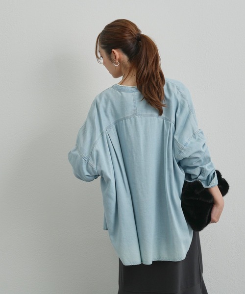 un dix cors（アンディコール）の「デニムビックシャツ（シャツ/ブラウス・レディース・ブルー/ブラック/グレー/サックスブルー・FREE）」の8枚目の写真