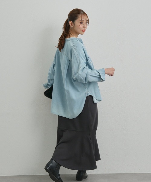 un dix cors（アンディコール）の「デニムビックシャツ（シャツ/ブラウス・レディース・ブルー/ブラック/グレー/サックスブルー・FREE）」の13枚目の写真
