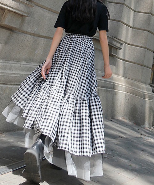 meJane（ミージェーン）の「ギンガムチェックレイヤードチュールスカート（スカート・レディース・チェック・FREE）」の3枚目の写真