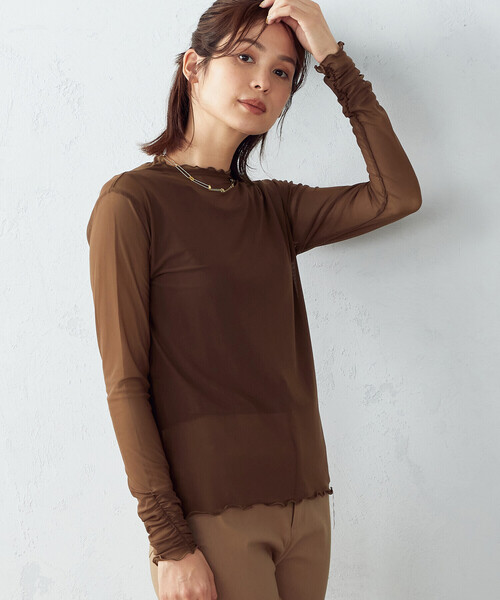 COMME CA ISM(コムサイズム)の「シアー メロウ カットソー(Tシャツ/カットソー・レディース・ブラック/ブラウン/ミント・MEDIUM/LARGE)」の3枚目の写真