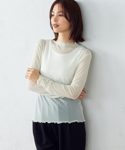 COMME CA ISM(コムサイズム)の「シアー メロウ カットソー(Tシャツ/カットソー・レディース・ブラック/ブラウン/ミント・MEDIUM/LARGE)」の1枚目の写真