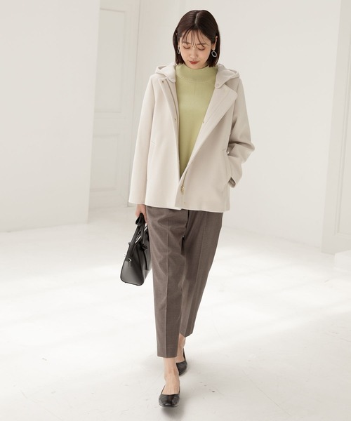 GLOBAL WORK(グローバルワーク)の「軽やかストレッチ2WAYショートコート/278042(その他アウター・レディース・アイボリー/ブラック/ライトグレー/ライトベージュ・MEDIUM/LARGE/SMALL)」の10枚目の写真