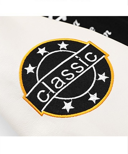 Ressaca(レサーカ)の「オーバーサイズ ワッペンロゴ刺繍スタジャン フェイクレザー切り替えブルゾン(スタジャン・メンズ・ブラウン系その他/ブラック/ブラック系その他2/ブラウン系その他2/ブラック系その他/グレー/ブラウン/グリーン/グリーン系その他2・M/XL/L)」の19枚目の写真