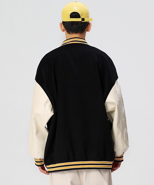 Ressaca(レサーカ)の「オーバーサイズ ワッペンロゴ刺繍スタジャン フェイクレザー切り替えブルゾン(スタジャン・メンズ・ブラウン系その他/ブラック/ブラック系その他2/ブラウン系その他2/ブラック系その他/グレー/ブラウン/グリーン/グリーン系その他2・M/XL/L)」の14枚目の写真