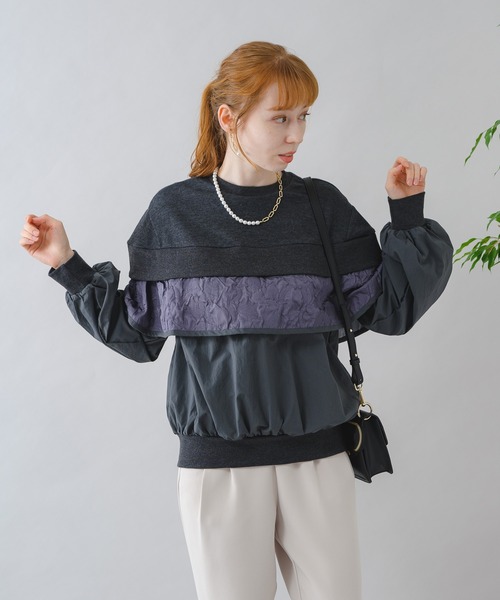 Paradise Picnic（パラダイスピクニック）の「anana フリルケープレイヤープルオーバー（スウェット・レディース・チャコールグレー/アイボリー・FREE）」の8枚目の写真