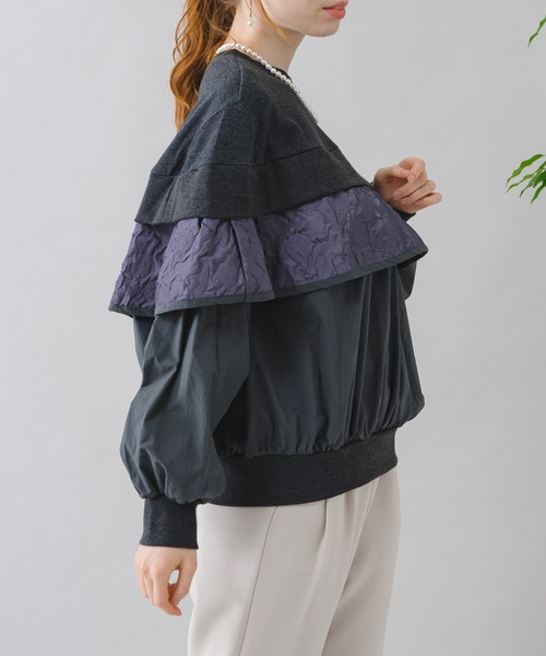 Paradise Picnic（パラダイスピクニック）の「anana フリルケープレイヤープルオーバー（スウェット・レディース・チャコールグレー/アイボリー・FREE）」の9枚目の写真