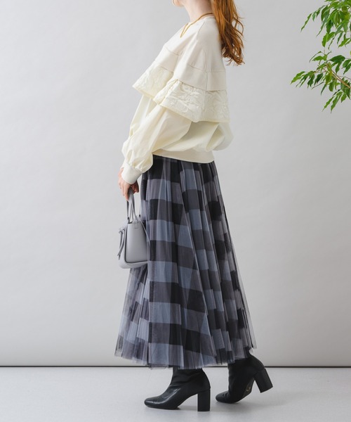 Paradise Picnic（パラダイスピクニック）の「anana フリルケープレイヤープルオーバー（スウェット・レディース・チャコールグレー/アイボリー・FREE）」の14枚目の写真