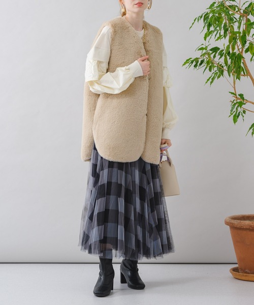 Paradise Picnic（パラダイスピクニック）の「anana フリルケープレイヤープルオーバー（スウェット・レディース・チャコールグレー/アイボリー・FREE）」の17枚目の写真