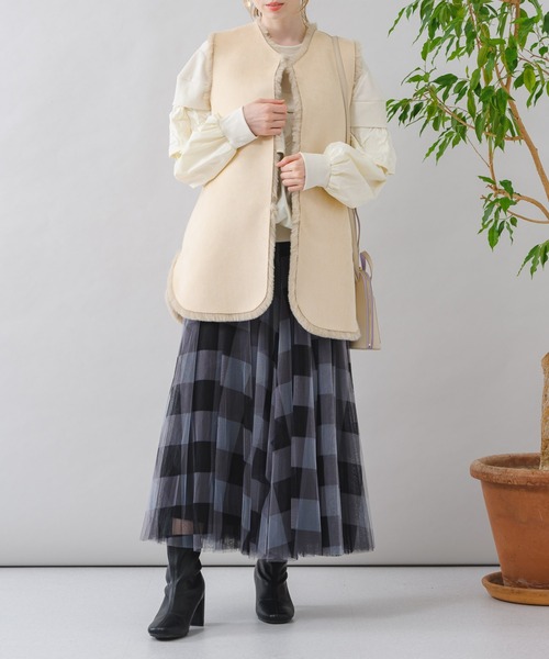 Paradise Picnic（パラダイスピクニック）の「anana フリルケープレイヤープルオーバー（スウェット・レディース・チャコールグレー/アイボリー・FREE）」の20枚目の写真