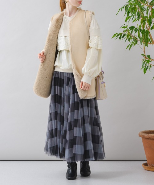 Paradise Picnic（パラダイスピクニック）の「anana フリルケープレイヤープルオーバー（スウェット・レディース・チャコールグレー/アイボリー・FREE）」の21枚目の写真