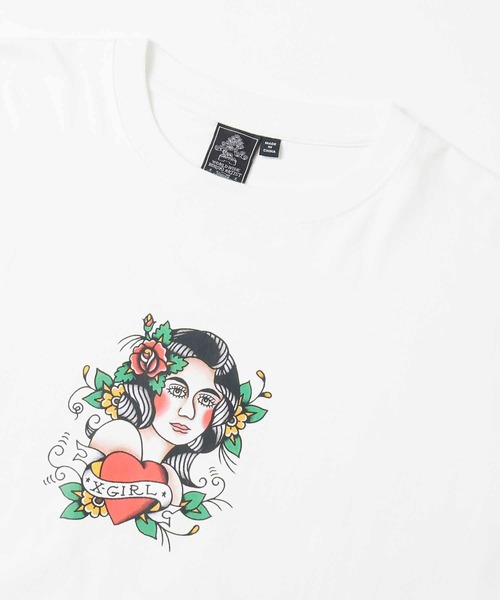 X-girl(エックスガール)の「X-girl × YUSUKE GIRL S/S TEE(Tシャツ/カットソー・レディース・ライトブルー/アッシュグレー/ホワイト・S/M/L/XL)」の14枚目の写真