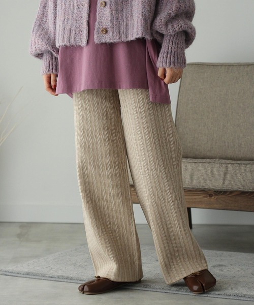 Crisp（クリスプ）の「ジャカードニットパンツ（その他パンツ・レディース・ブラック/ベージュ・FREE）」の2枚目の写真