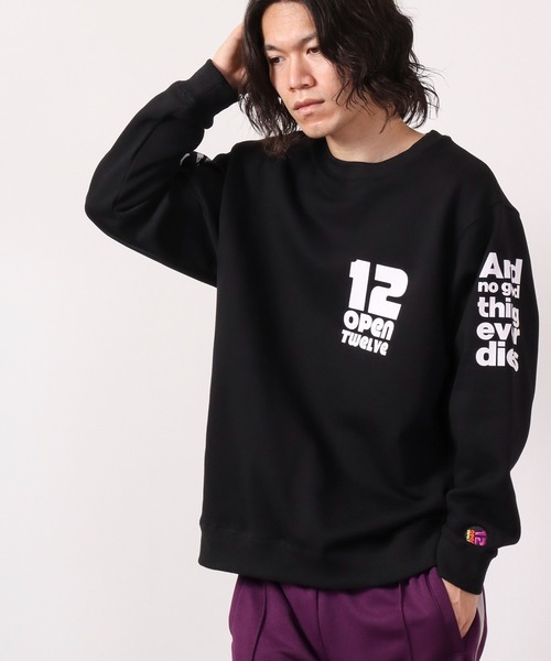 FUNALIVE(ファンアライブ)の「open twelve ヘビーウェイト裏毛 クルー OPENTWELVE ロゴプリント(スウェット・メンズ・ブラック/ホワイト/ミント/ピンク・L/M)」の9枚目の写真