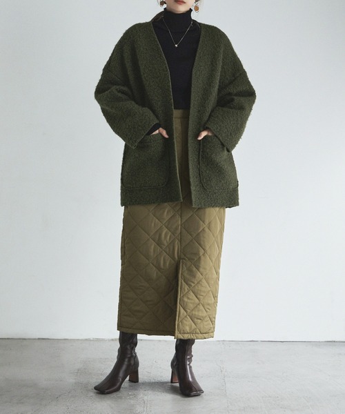 etoll.(エトル)の「フェイクリングウールオーバーカーディガン(カーディガン/ボレロ・レディース・モカ/グレイッシュベージュ/カーキ/ブラック・M)」の17枚目の写真