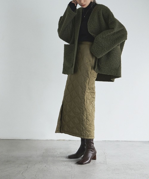 etoll.(エトル)の「フェイクリングウールオーバーカーディガン(カーディガン/ボレロ・レディース・モカ/グレイッシュベージュ/カーキ/ブラック・M)」の9枚目の写真