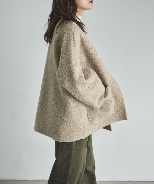 etoll.(エトル)の「フェイクリングウールオーバーカーディガン(カーディガン/ボレロ・レディース・モカ/グレイッシュベージュ/カーキ/ブラック・M)」の10枚目の写真