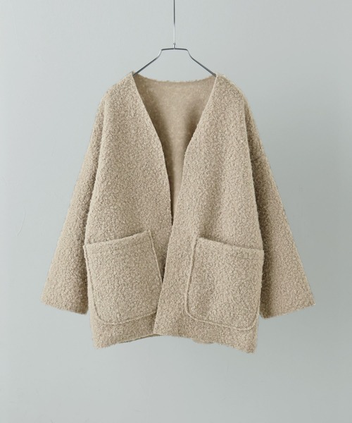 etoll.(エトル)の「フェイクリングウールオーバーカーディガン(カーディガン/ボレロ・レディース・モカ/グレイッシュベージュ/カーキ/ブラック・M)」の20枚目の写真